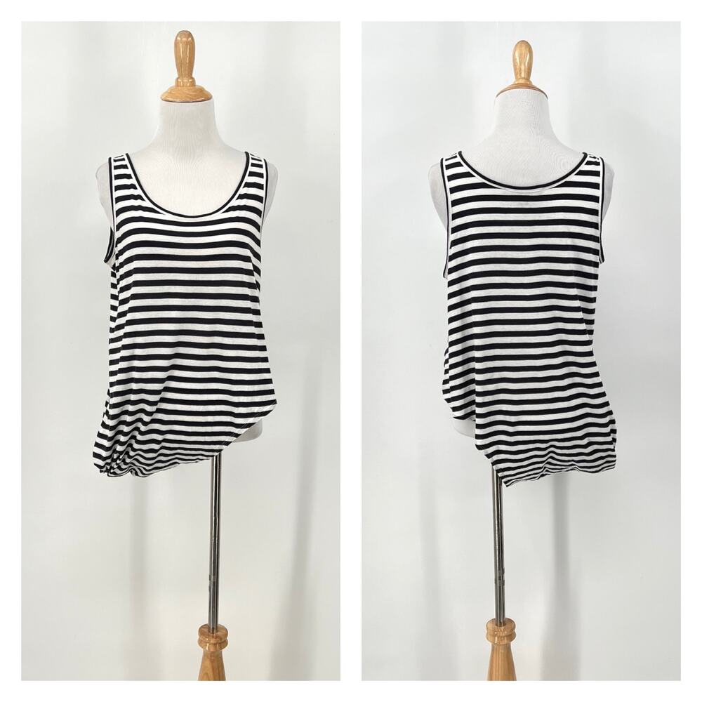 Y-3 YOHJI YAMAMOTO X ADIDAS Striped Tank Top Womens M Black White Asymmetrical